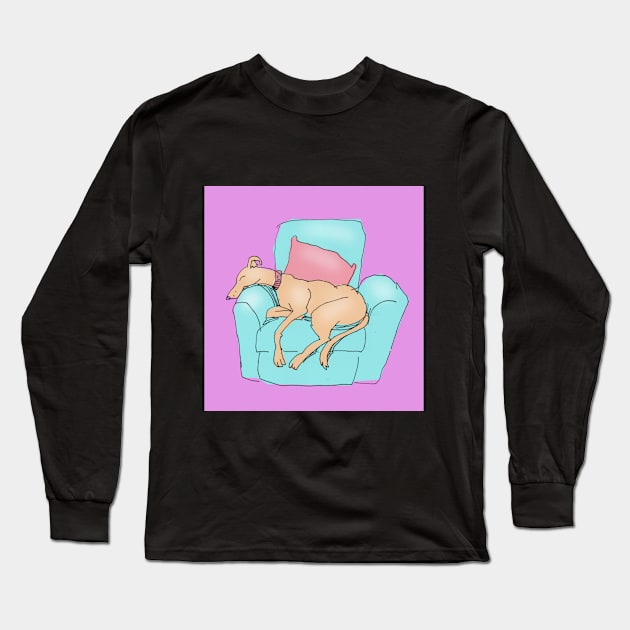 snoozing greyhound Long Sleeve T-Shirt by vectormutt